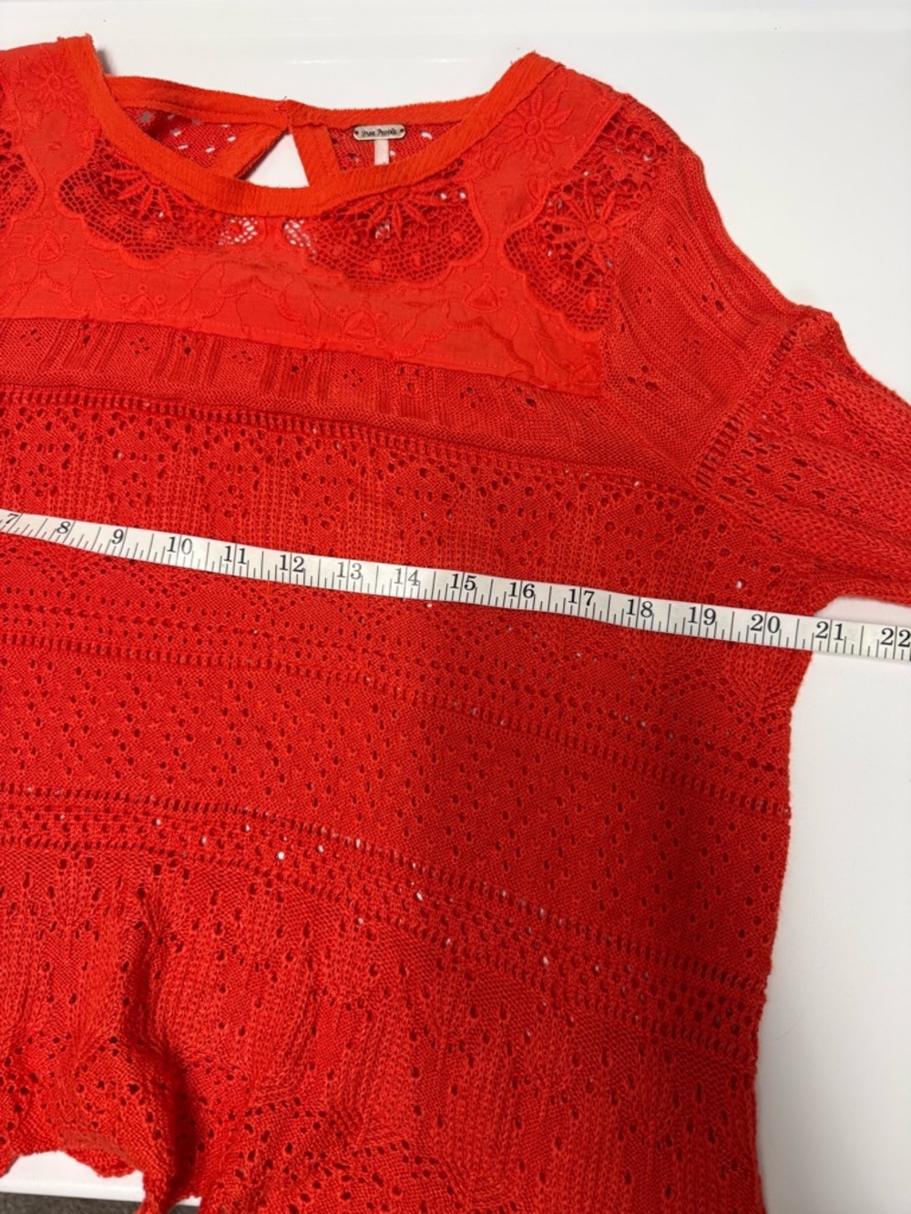 Free People Once Upon A Time Lace Crochet Bell Sleeve Top - Picture 14 of 14